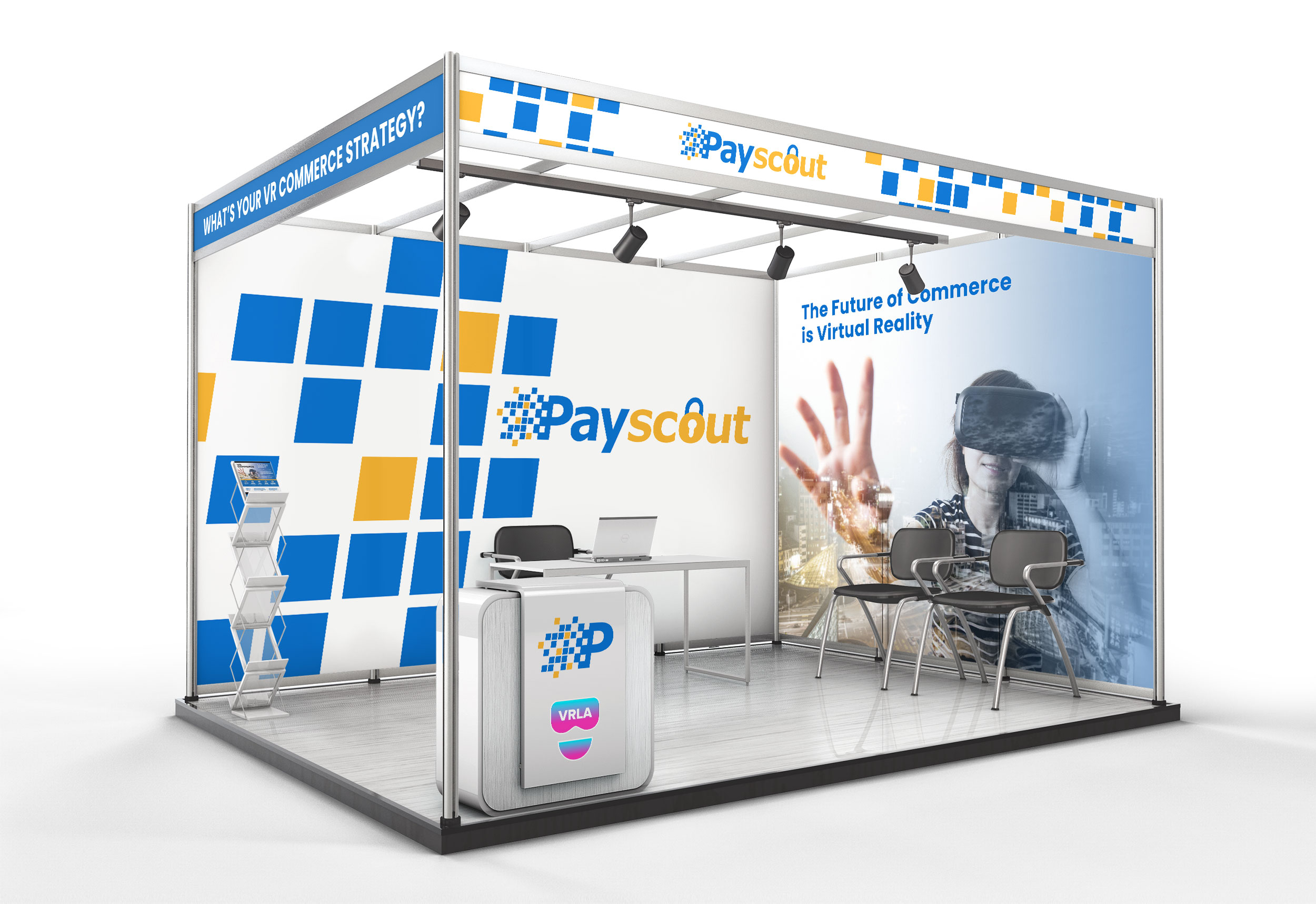 payscout exhibit booth with graphics